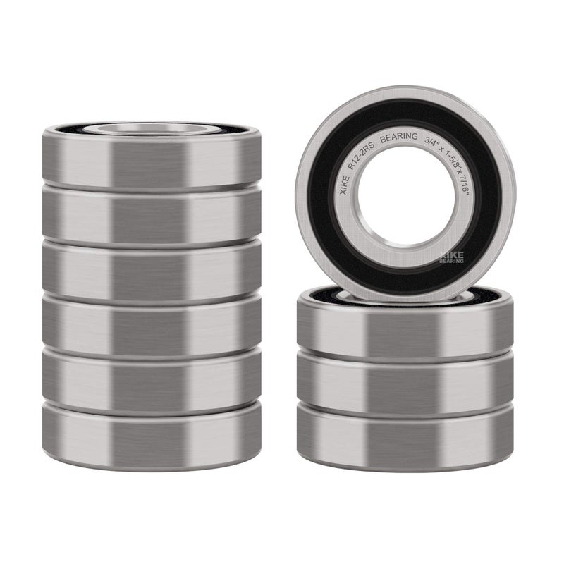 XiKe R12-2RS Double Rubber Seal Bearings 3/4"" x 1-5/8"" x 7/16"", Deep Groove Ball Bearings Pack of 10pcs - Image 1